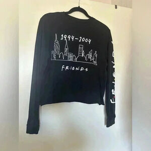 Black Long Sleeve Cropped Friends T-Shirt